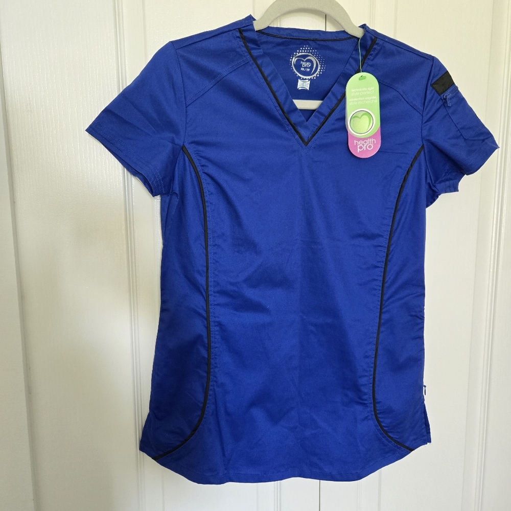 Health PRO BNWT Women's Blue Short Sleeve Scrub Top